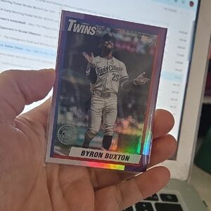 Topps Twins Baseball Card with Purple and Silver Accents